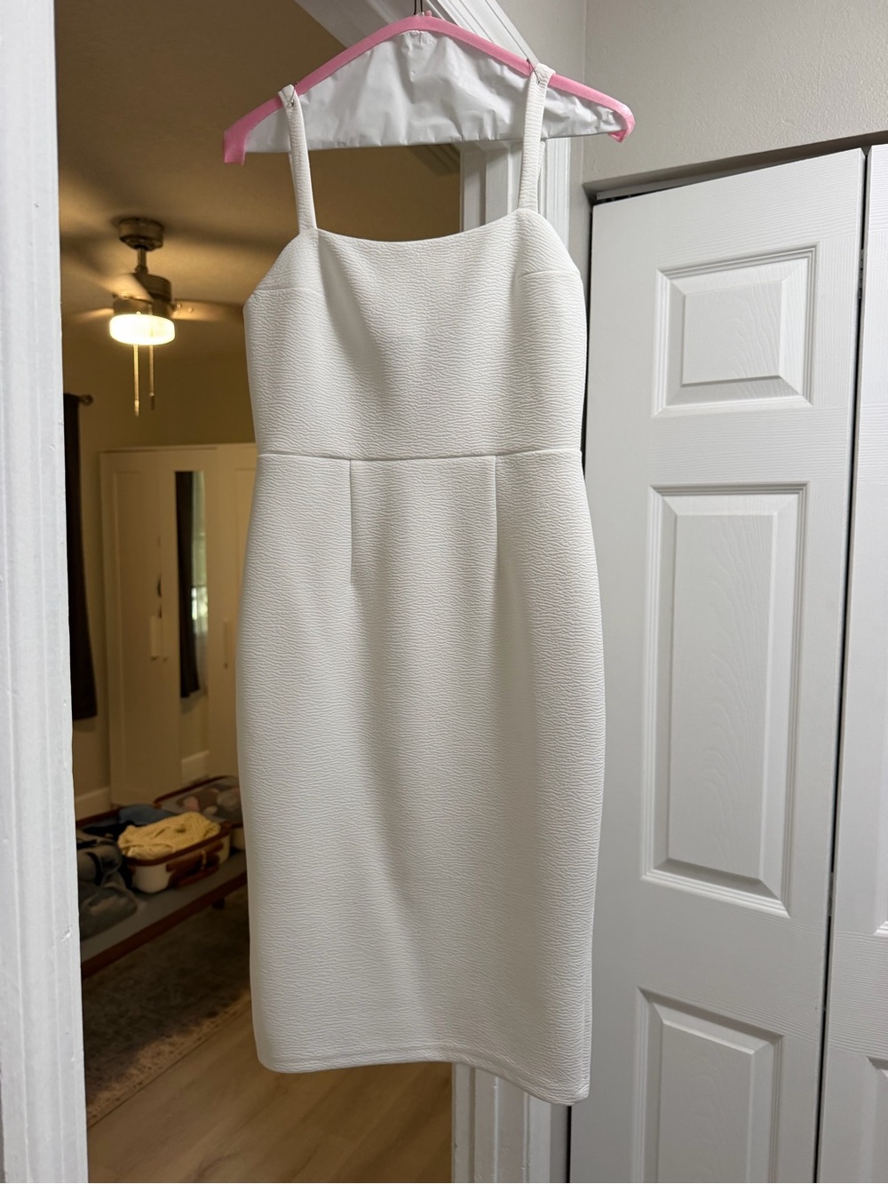 Sleek White Midi Dress with Spaghetti Straps